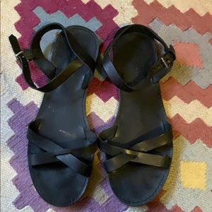 MADEWELL Black Strap Flat Sandals (Women’s 9)